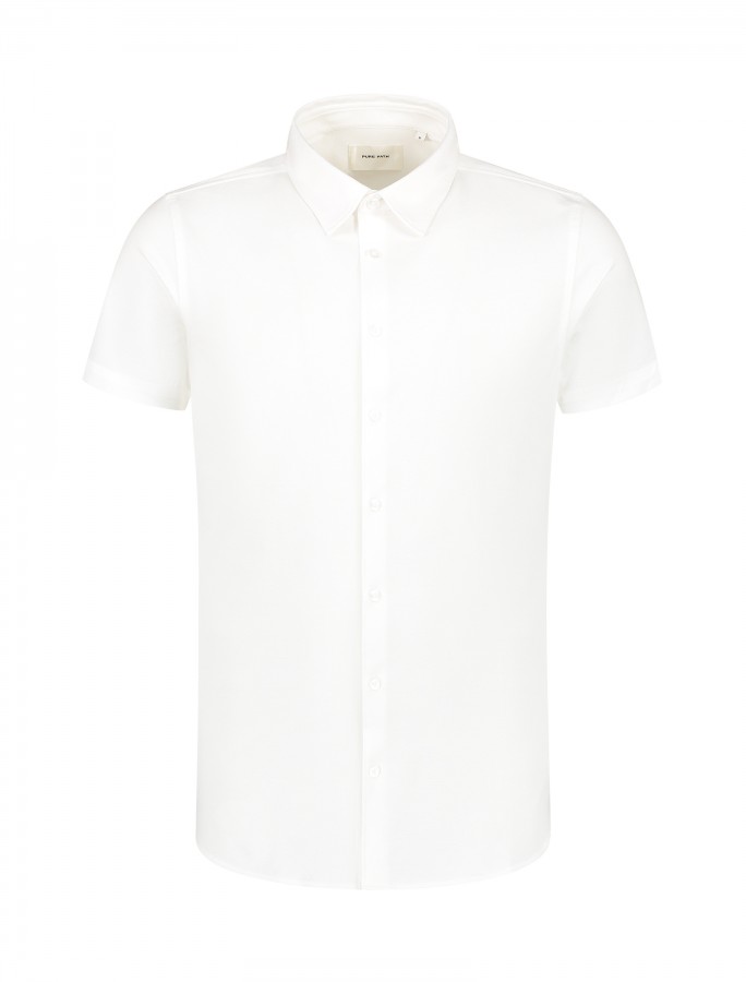 Afbeelding van 24010214 Pique Shirt 01 White - Overhemd Korte Mouw  - PURE PATH